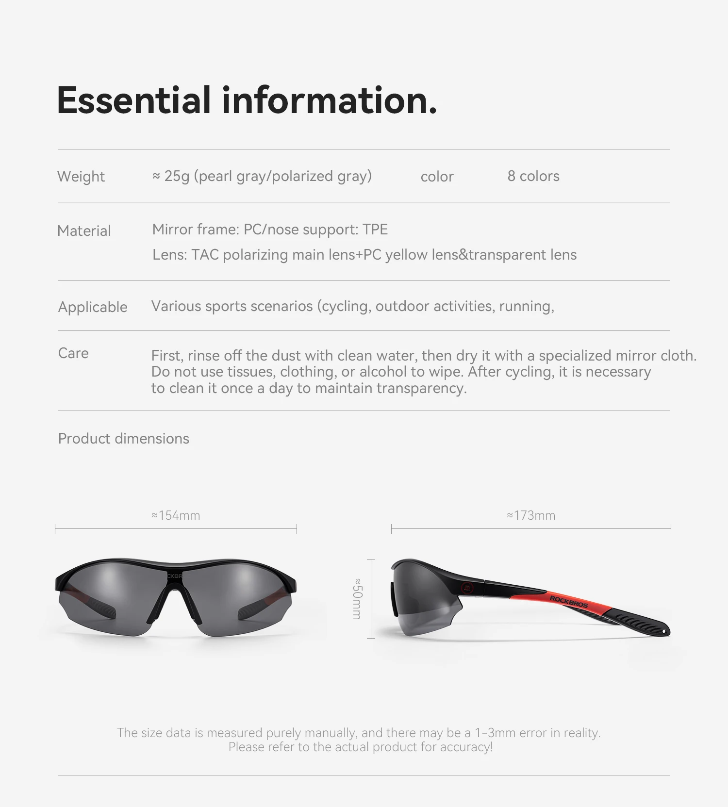 ROCKBROS Polarisierte Fahrradbrille mit 3 Gläsern, Sport-MTB-Rennradbrille, Sonnenbrille für Herren und Damen, UV400-Schutz, Anti-Sonnenbrille zum Laufen, Angeln, Fahrradbrille – Detail 3