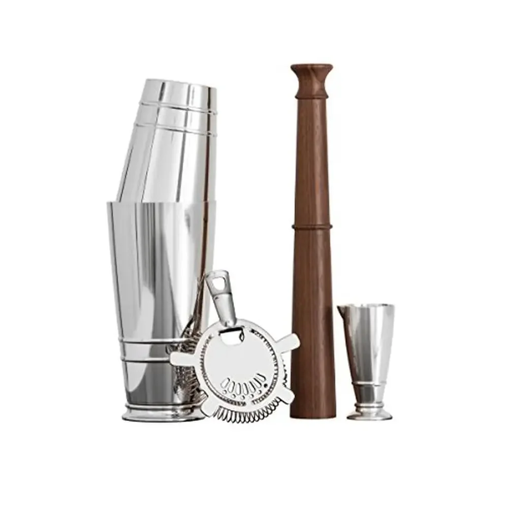

Professional Barware Bar Tools Boston Shaker Set Silver Charles Joly Gift Bartender Hawthorne Strainer Jigger Muddler Stainless
