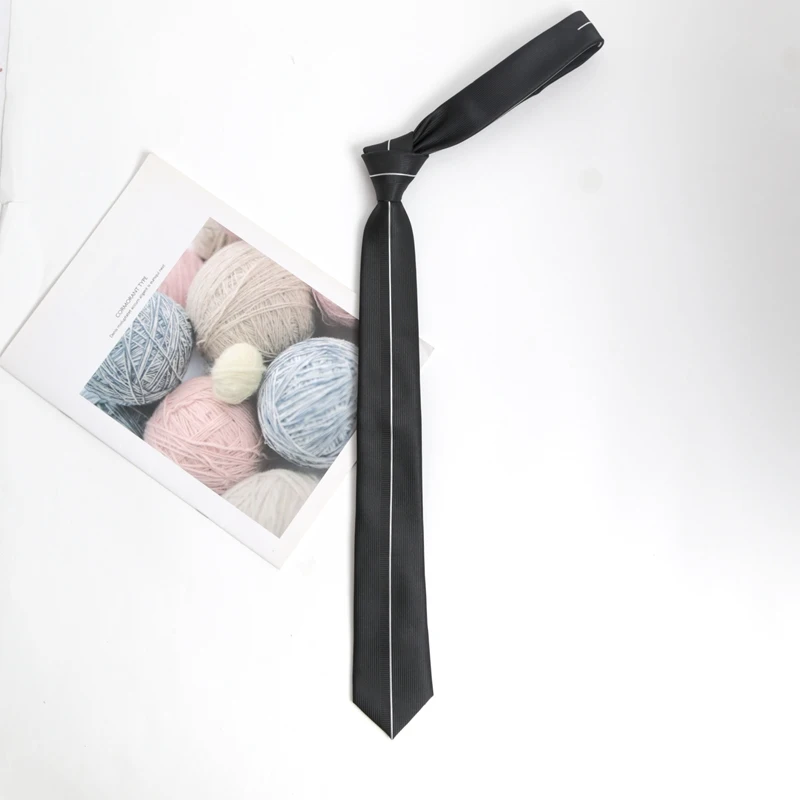 Schwarze Luxus-Streifen-Krawatte, handgefertigt, hochwertige Krawatte, dünn, 6 cm, Krawatten für Männer und Frauen, Krawatte, Business-Party, Corbatas-Zubehör – Detail 4