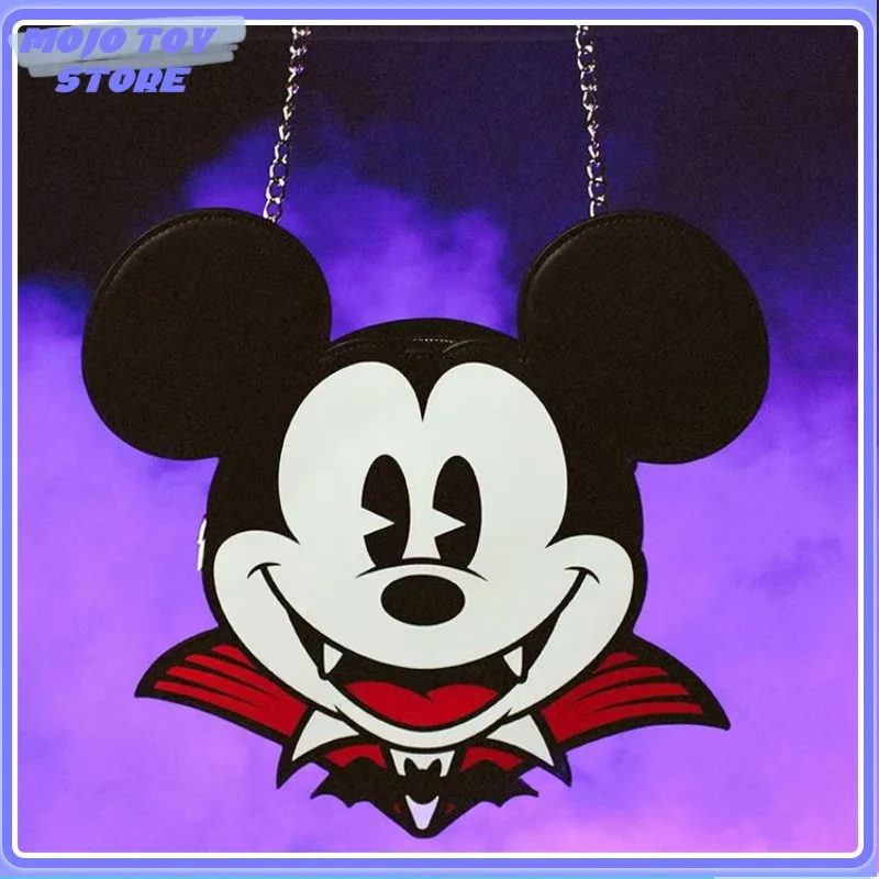 Mickey Anime Peripheral Y2k Gothic Dark Punk Three-Dimensional Cartoon Shaped Chain Crossbody Bag Night Light Backpack Gift