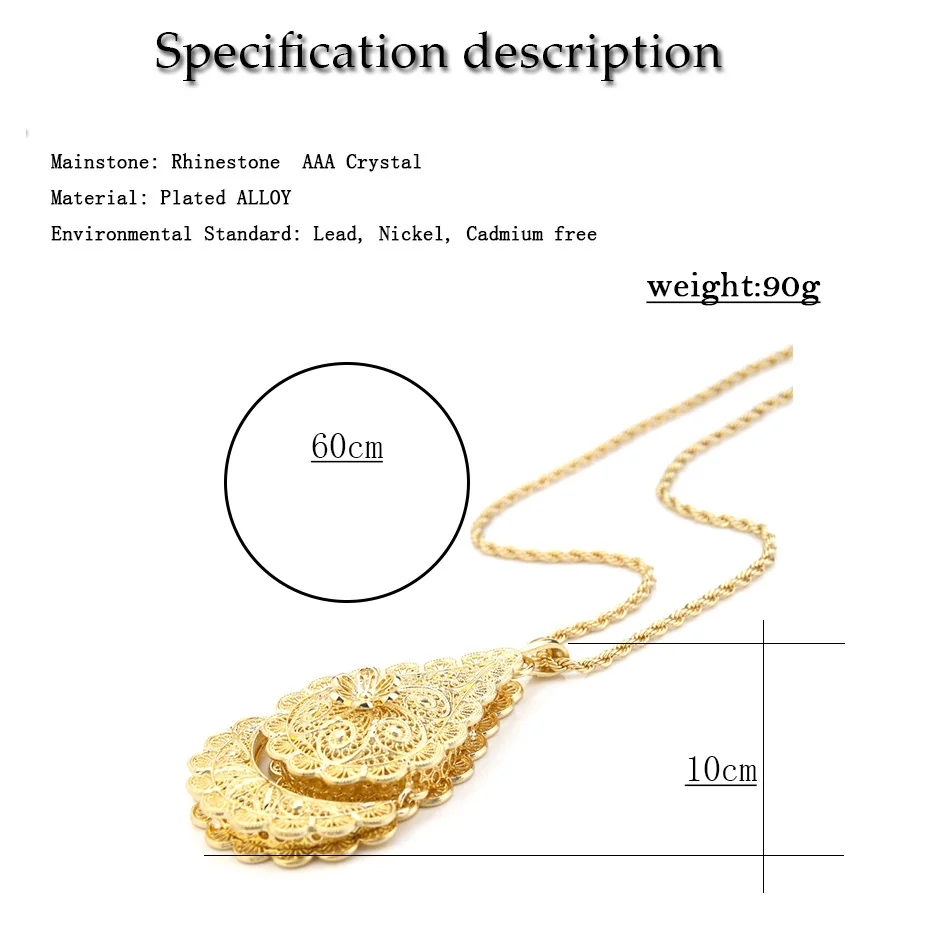 Sunspicems Algeria Sunflower Pandent Necklace Arabic Women Necklace Morocco Bride Wedding Caftan Jewelry  18K Gold Color Gift