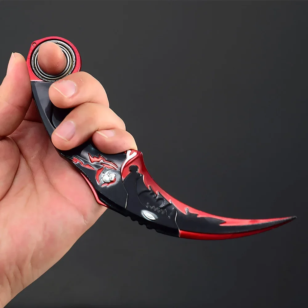 16cm Dragon Karambit Rotatable Alloy Craft Model Dark Moon Double Thorns Claw Knife Golden Dragon Weapon Training Knives Toy Boy