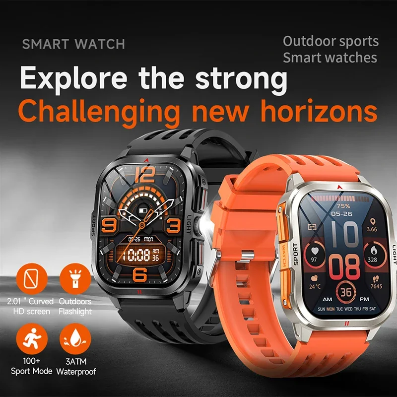 ألعاب القوى الرياضية في الهواء الطلق LED Men Smartwatch Men Bluetooth Call Smartwatch MultiSports Mode Health Monitor 3ATM Smart Watch Man (باللغة الإنجليزية)