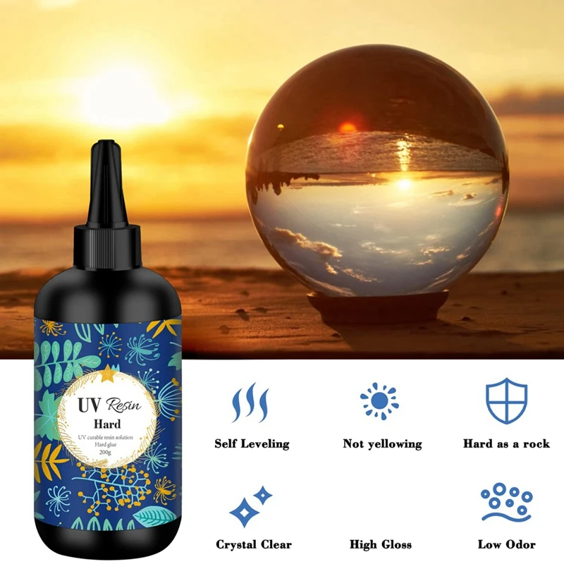 UV Resin Transparent Ultraviolet Curing As Shown Clear Hard Type Resin 200G Solar Cure Resin For DIY UV Resin Jewelry Making