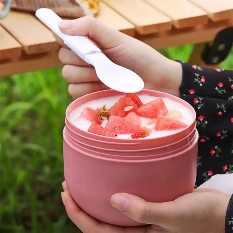 600ml Breakfast Cups Cereal Nut Yogurt Salad Soup Cup Container With Fork Thermal Microwave Food Storage Bento Box Lunch Box