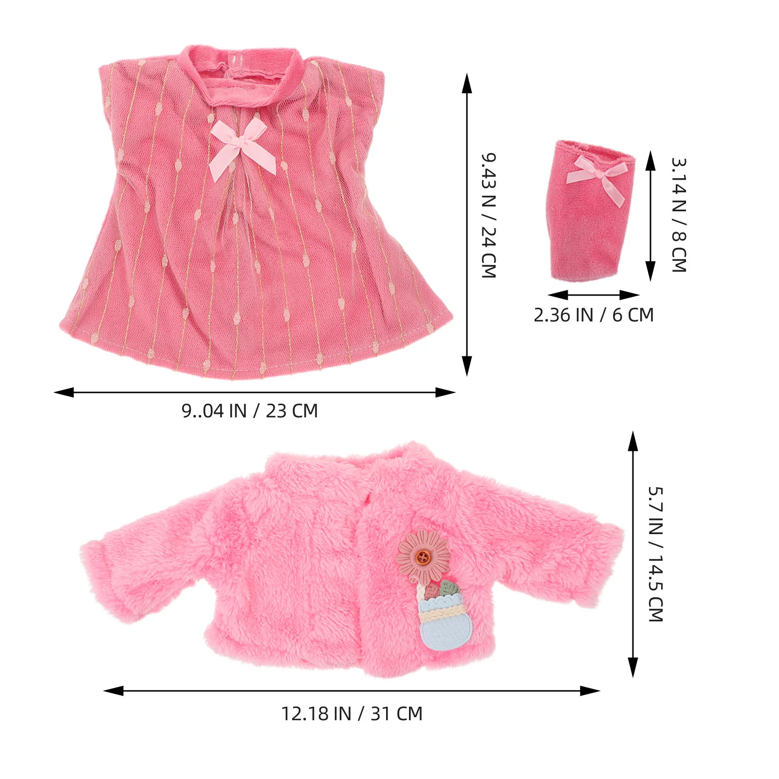 1 セット 1 セット衣類セット 18 インチピンクプリンセススカートバレエダンス衣装誕生日コスチュームアクセサリー