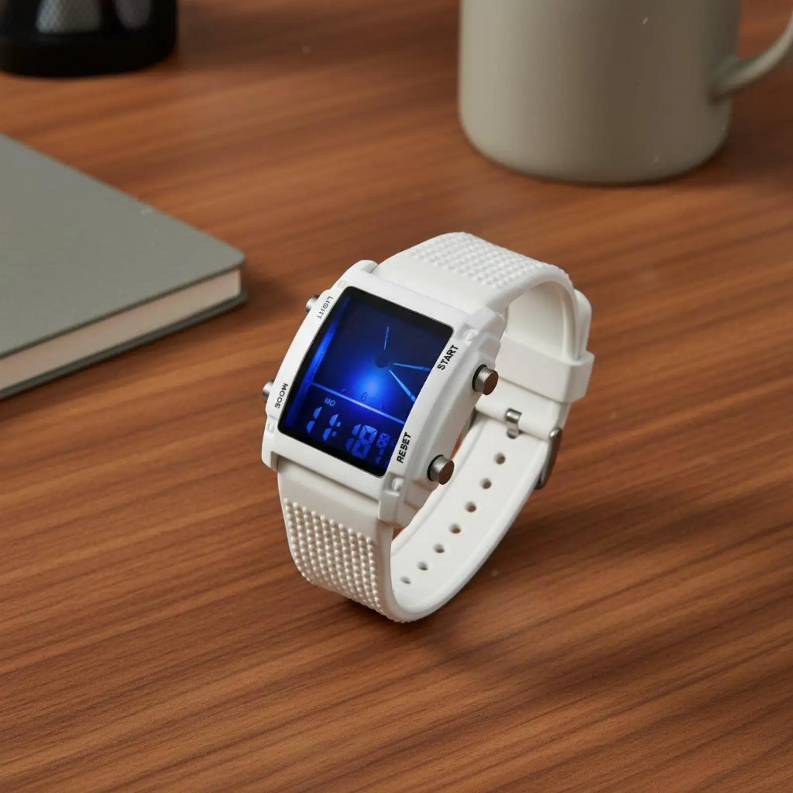 Casual Wear Digital Wristwatch for Daily Use Square Dial Alloy Case Rubber Strap Analog Digital Combo with Backlight Function