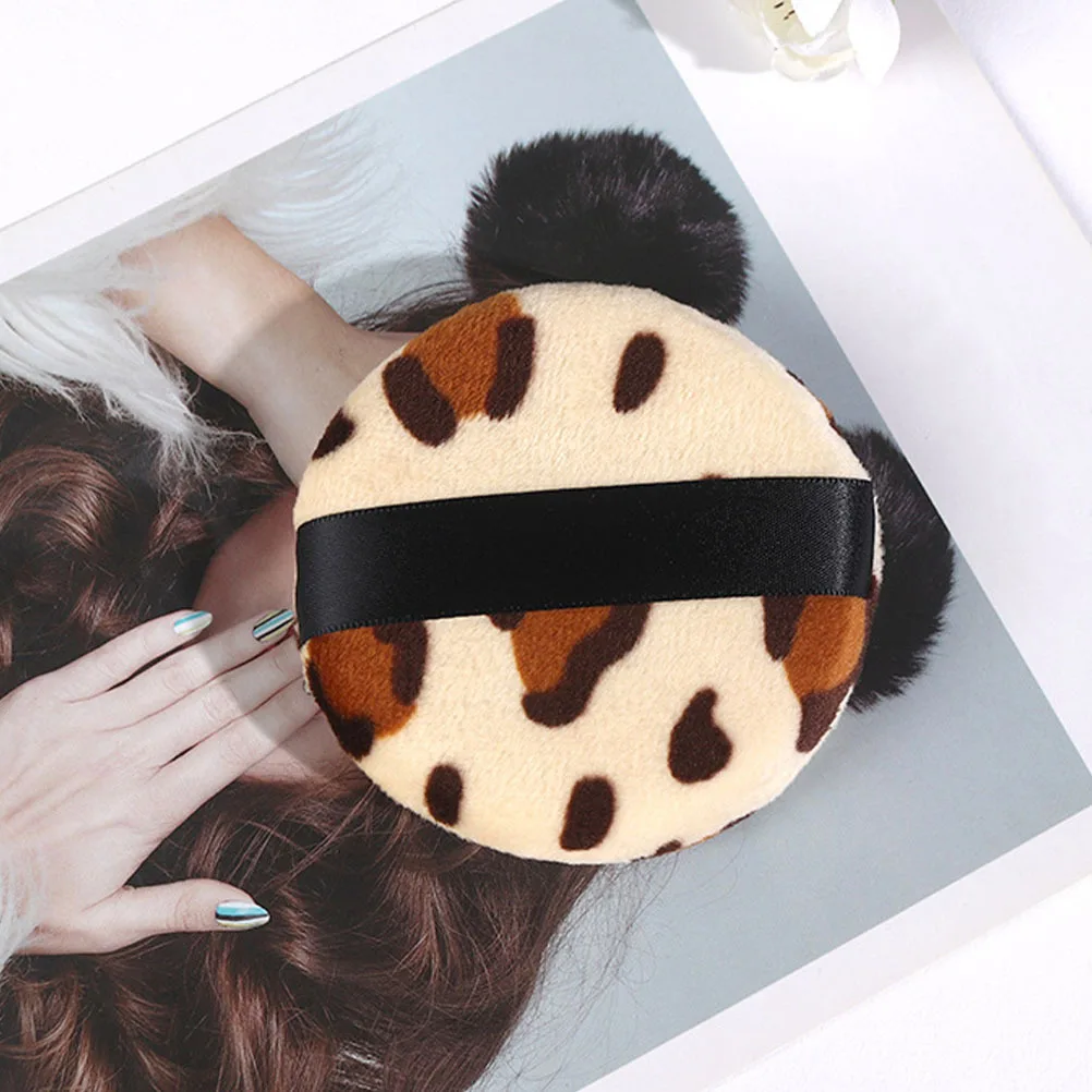 

6pcs Leopard Print Powder Puff Round Makeup Cushion Applicator Washable For Foundation Cream Sunscreen Loose Powder Facial