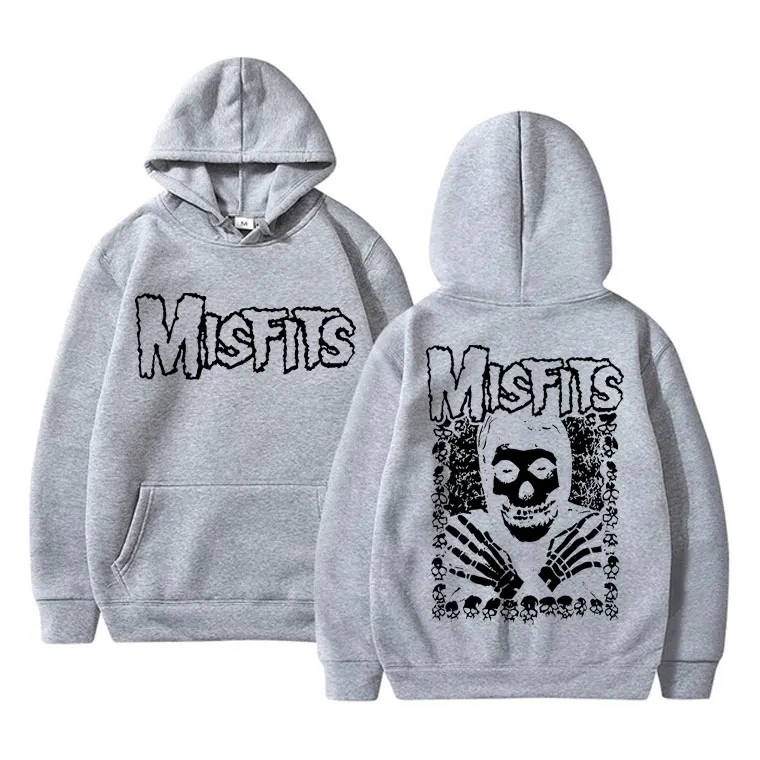 Horror Punk Misfits Vintage Skull Print Hoodie Male Gothic Rock Oversized Hoody Sweatshirt Men Women Fashion Long Sleeve Hoodies