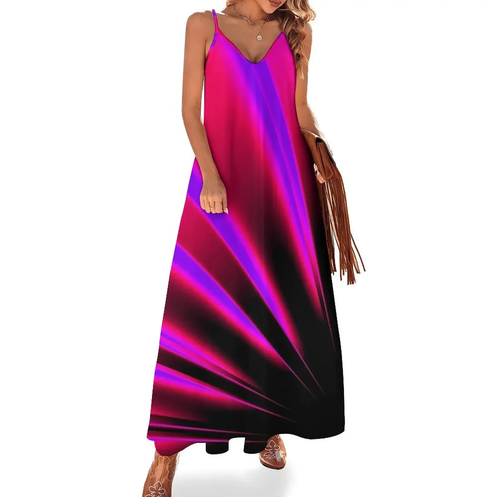 

Neon Rays of Light Glow Pink Purple Red Sleeveless Dress summer dress womens 2024 elegant and pretty women's dresses Dress