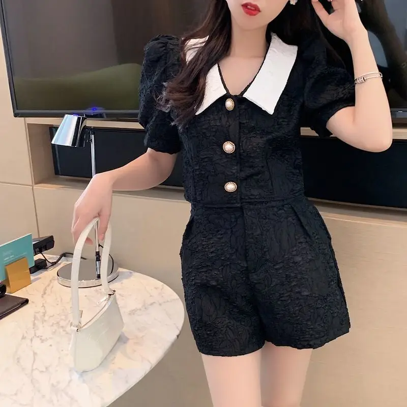 Women\'s Short Sets 2 Pieces Office White Female Shorts Korean Style Vacation Outfits Woman 2024 Tailor Fashion Complete Two Kit