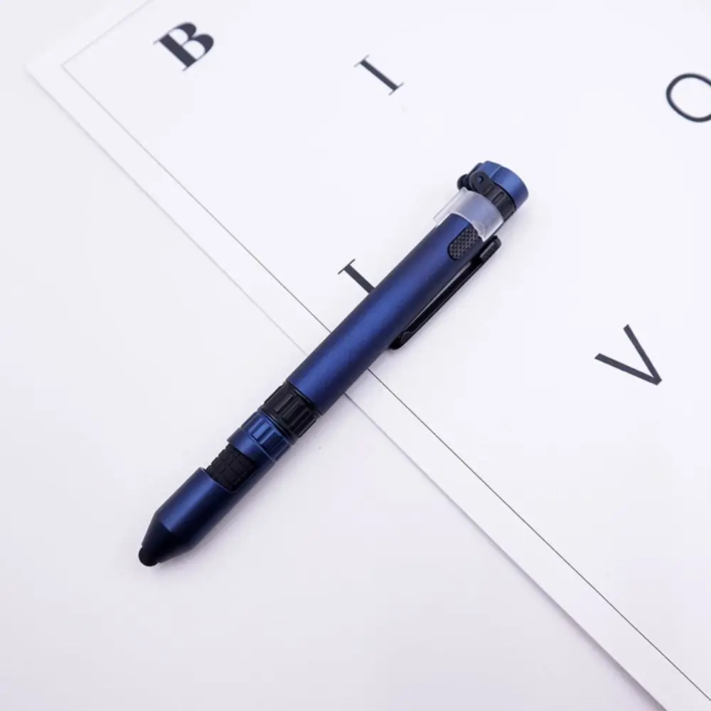 

6-In-1 Multi Function Pen Ballpoint Pen Compass Flashlight Pen LED Light Mobile Phone Holder Screwdriver Pen Outdoor Survival