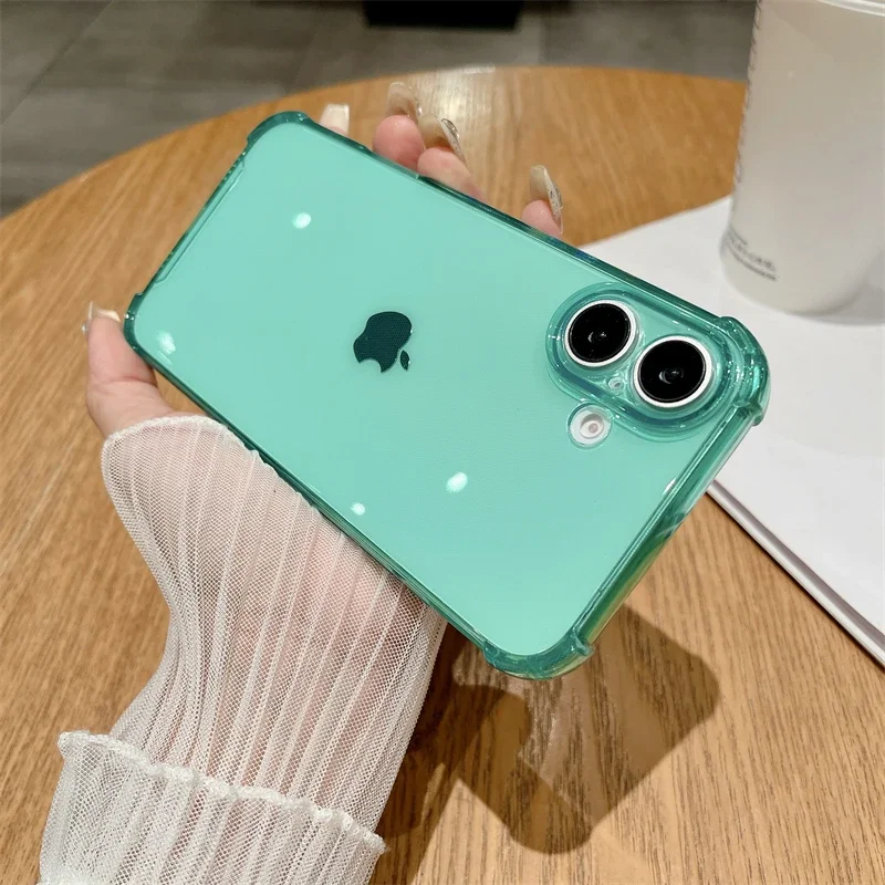 Luxury Jelly Clear Silicone Soft Case For iPhone 11 12 13 14 15 16 Pro Max 16 Plus Shockproof Protection Transparent Back Cover