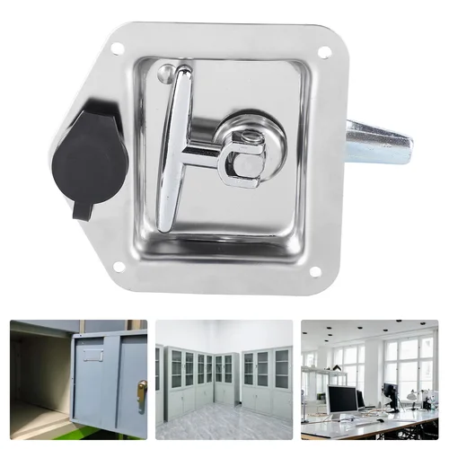 Imagen 2 del producto Cerradura de manija en forma de T plegable de acero inoxidable para camión, remolque, vehículos de ingeniería, bloqueo de manija en forma de T para camión