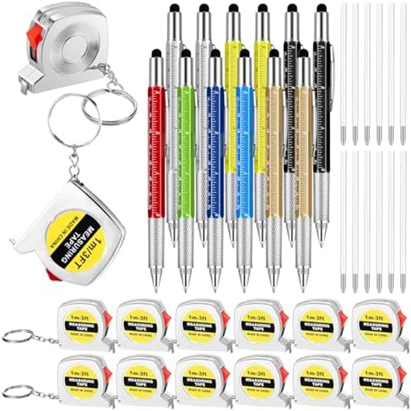 Multifunctional Pen Giftset Includes Tape Measure, 6-In-1 Practical Pen, Suitable For Men's Birthday Party Favors Durable