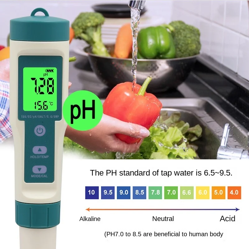 Imagem -06 - Digital de Qualidade de Água ph Teste Caneta Tds ec ph Orp Temp Instrumentos de Análise de Medidor de Água Potável Rico em Hidrogênio Tester em