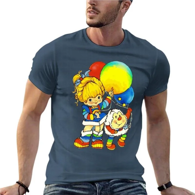 heavyweight Informal Vintage Up Up Away Rainbow Brite Oversize Brand Men\'S Clothes 100% Cotton Streetwear Plus Size Tops Tee