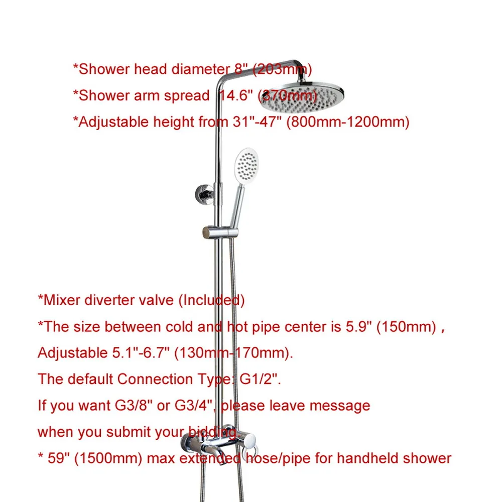 Chrome Rainfall Shower Faucet Single Handle Bath Shower Set Wall Mount Shower Mixer Faucet Bathroom Shower Mixer Tap zcy337