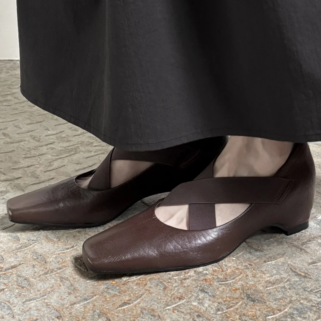 

Женские туфли-лодочки из овчины с квадратным носком и эластичной лентой на перекрестном ремешке, элегантные женские туфли на танкетке 5 см на среднем каблуке, тонкие повседневные туфли на каблуке в стиле OL