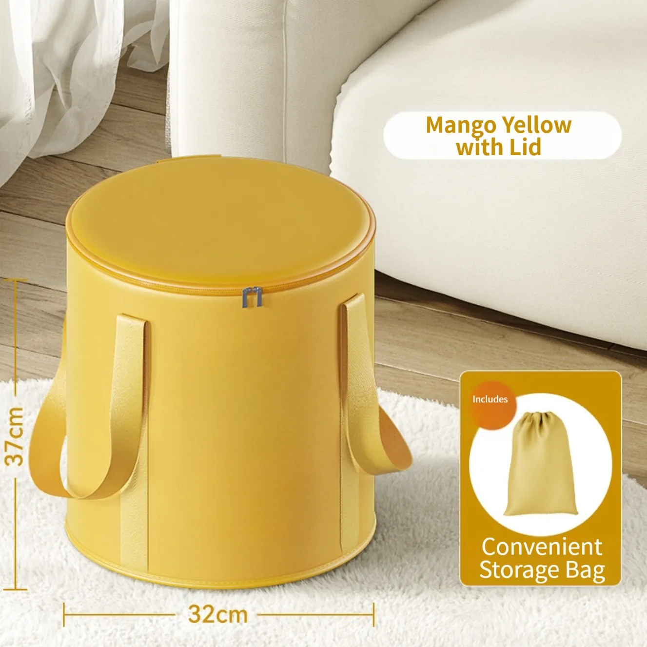 Foldable Deep Foot Soaking Bucket 37cm with Five Layer Insulation Leak Proof Portable Design for Comfortable Use