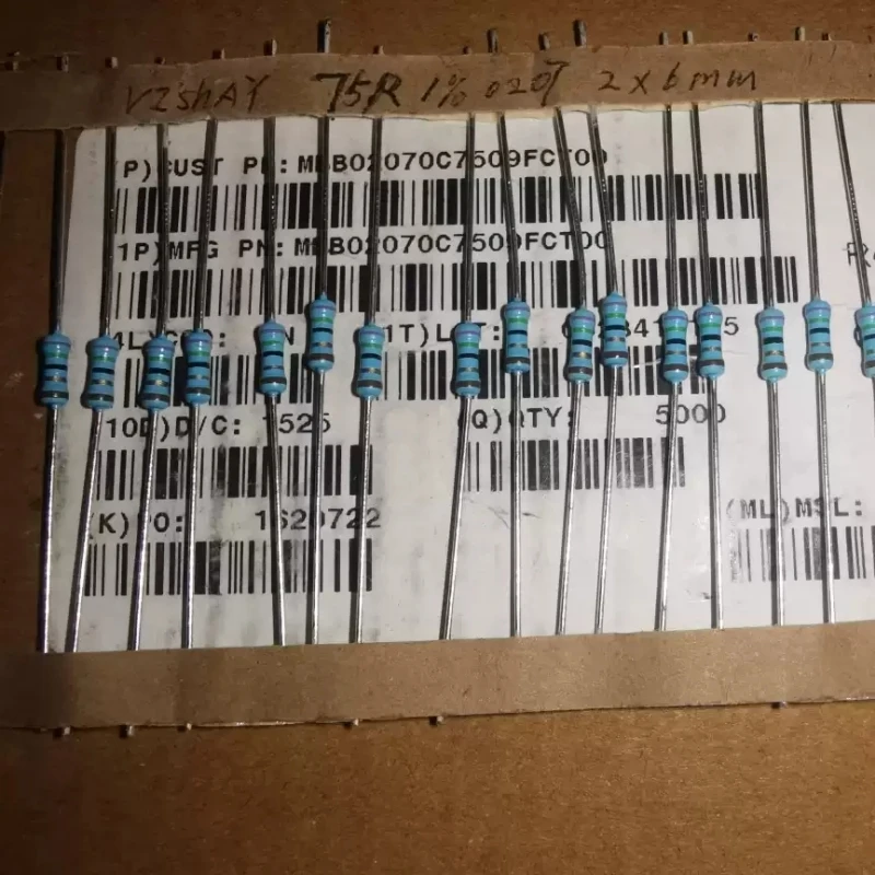 VISHAY 75R 1% 0207 fever resistor size 2X6MM