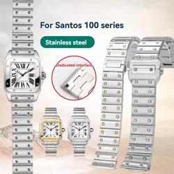 For Cartier Santos 100 WSSA0009 Calebo Stainless Steel Watch Strap 20mm 23mm Men Women Steel Strap Butterfly Buckle Watch Chain