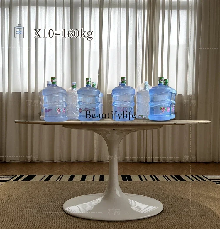 09Retro توليب طاولة طعام رخامية خفيفة طاولة طعام منزلية بيضاوية عالية الجودة #4