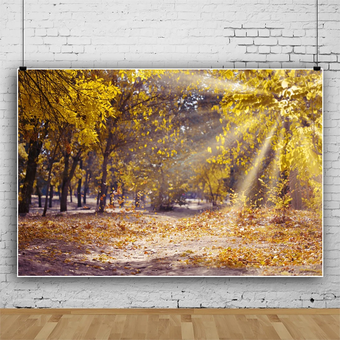 Autumn Landscape Backdrops Photography Fall Golden Maple Farest Baby Photo Photographic Party Background Photo Studio Photocall