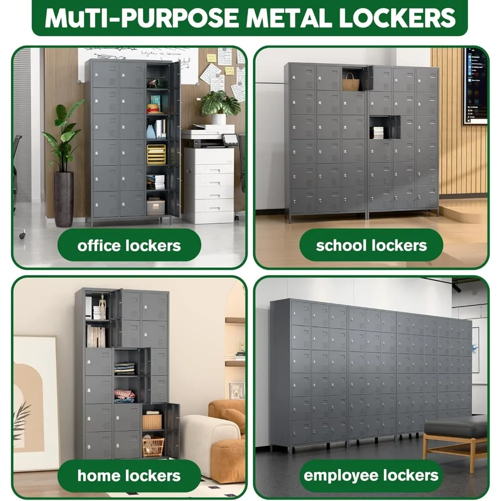 خزائن معدنية للموظفين مع 18 بابًا، خزانة تخزين معدنية مع قفل للمدرسة والمرآب وصالة الألعاب الرياضية وغرفة النوم المنزلية، تتطلب التجميع