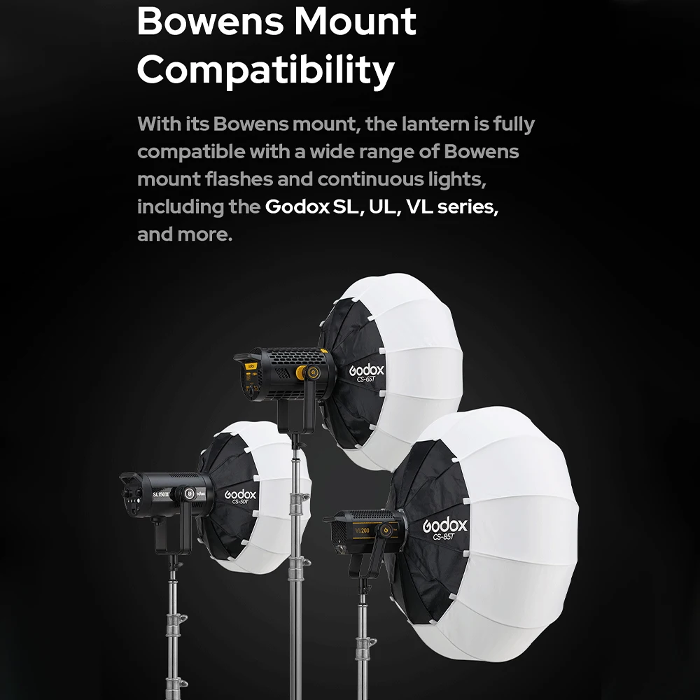 Godox CS-50T 50cm CS-65T 65cm Collapsible Lantern Softbox Quick-install Portable Round Shape Bowens Mount Softbox view 6