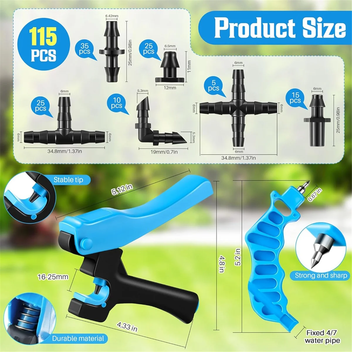 

Highly Recommended.Drip Irrigation Tubing Cutter Hole Punch Tools with 115 Irrigation