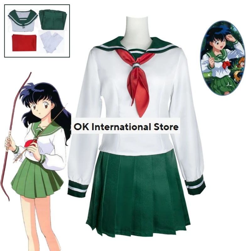 Anime InuYasha Sunime Higurashi Baju Seragam Wanita Kostum CosplayJK School Uniform Sailor Suit Halloween Party Clothing