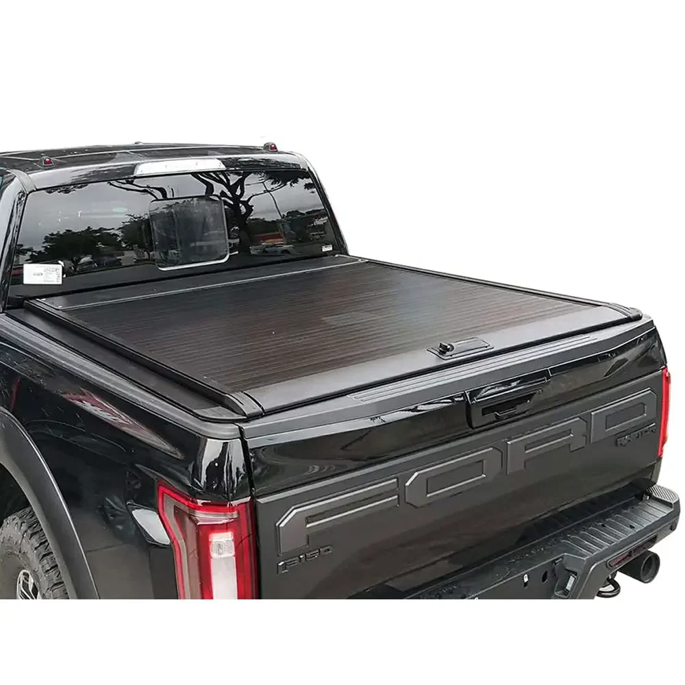 

the toughest aluminum retractable cover for ford f150 raptor Custom-fit roller shutter lid with LED and lock trunk rolling lid