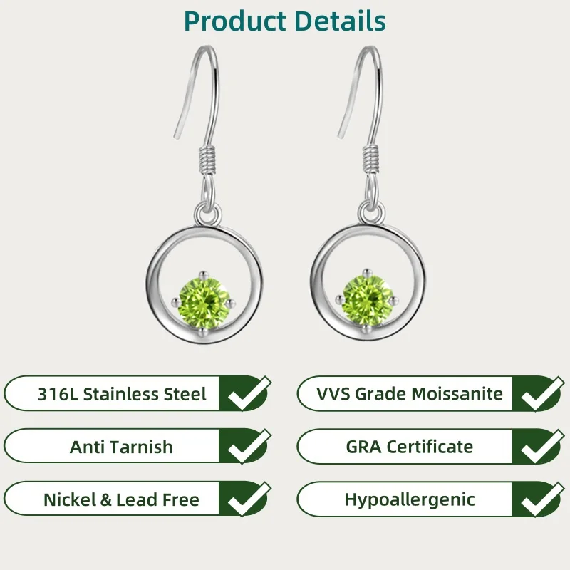 

LAMVOICE/1 карат муассанит гипоаллергенные серьги ювелирные изделия для женщин/рождественский подарок для высококачественных ювелирных изделий серьги с