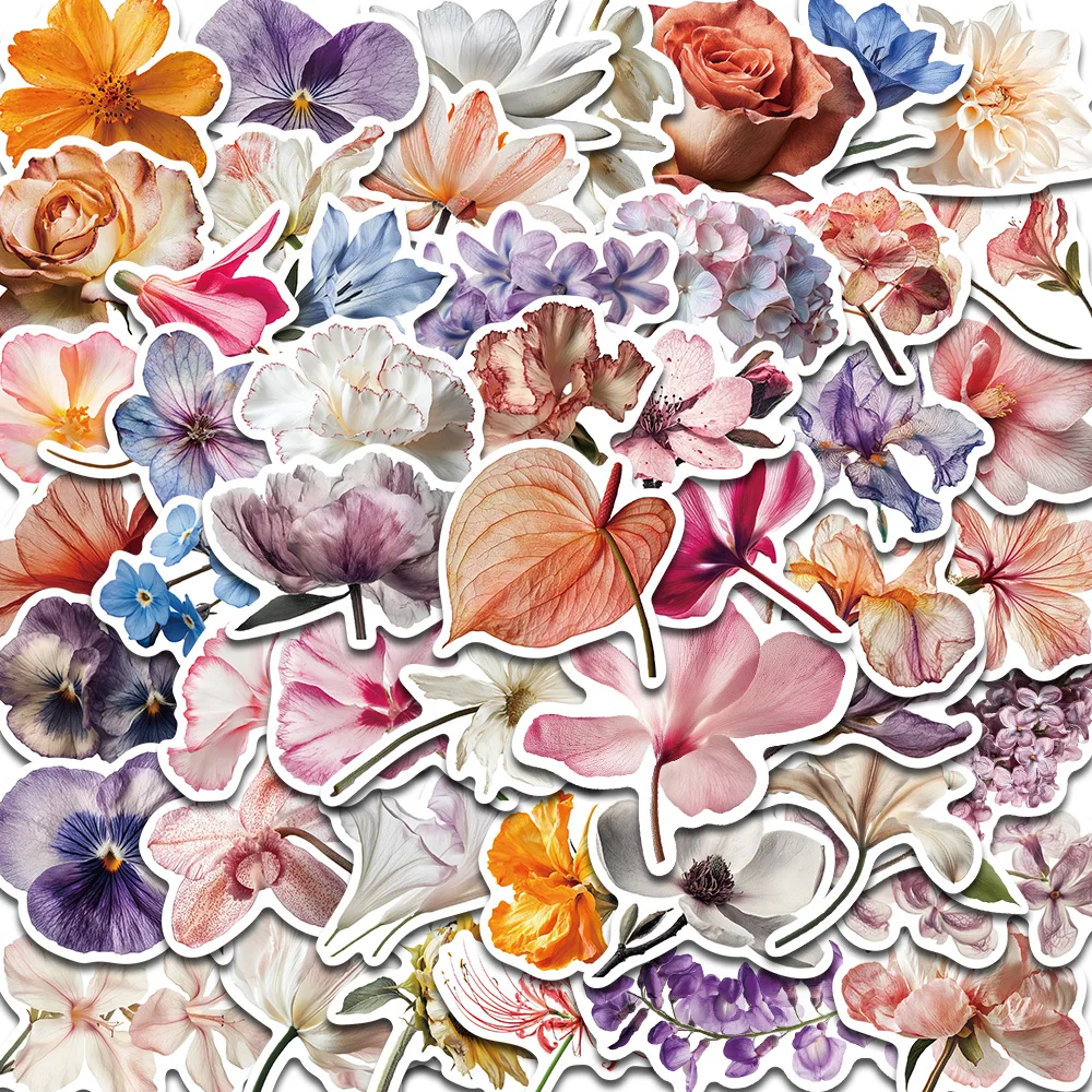50PCS Blumen In Bloom Aufkleber Notebook Ästhetische Graffiti Wasserdichte Laptop Gepäck Cafe Cartoon Scrapbooking Aufkleber Aufkleber