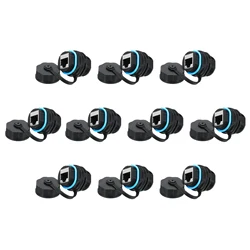 5/10Pcs RJ45 Panel Mount Coupler IP68 Shielded Panel Mount Bulkhead Ethernet LAN Pass Through Connector for CAT6/CAT5E/CAT5