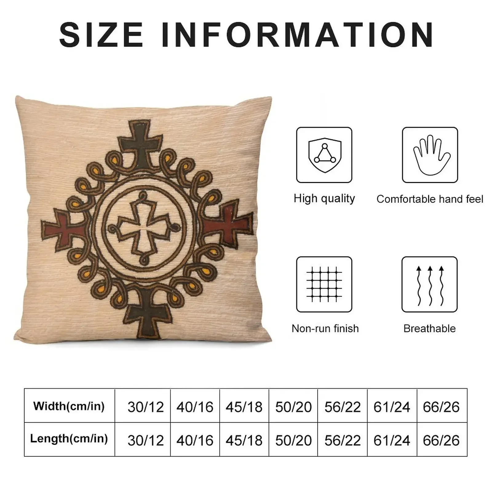 Ethiopian Cross Design - Fabric Throw Pillow Cushion Cover Set Sofa Cushion pillow