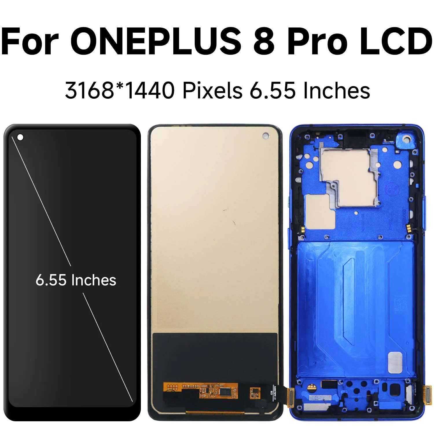 TFT Screen For OnePlus 8 Pro Tested 1+8Pro IN2023 IN2020 IN2021 LCD Display Touch Screen Digitizer Assembly Replacement