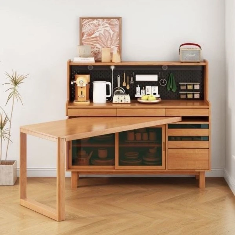 

Nordic dining side Japanese-style solid wood cherry wood color living room entrance small apartment tea storage against the wall