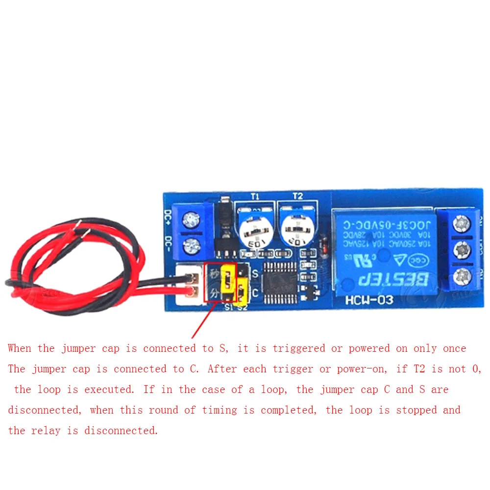 DC 5V 12V 24V Adjustable Cycle Delay Timing Time Relay Board 0-100 Seconds/Minutes Timer Control ON-OFF Loop Switch Relay Module