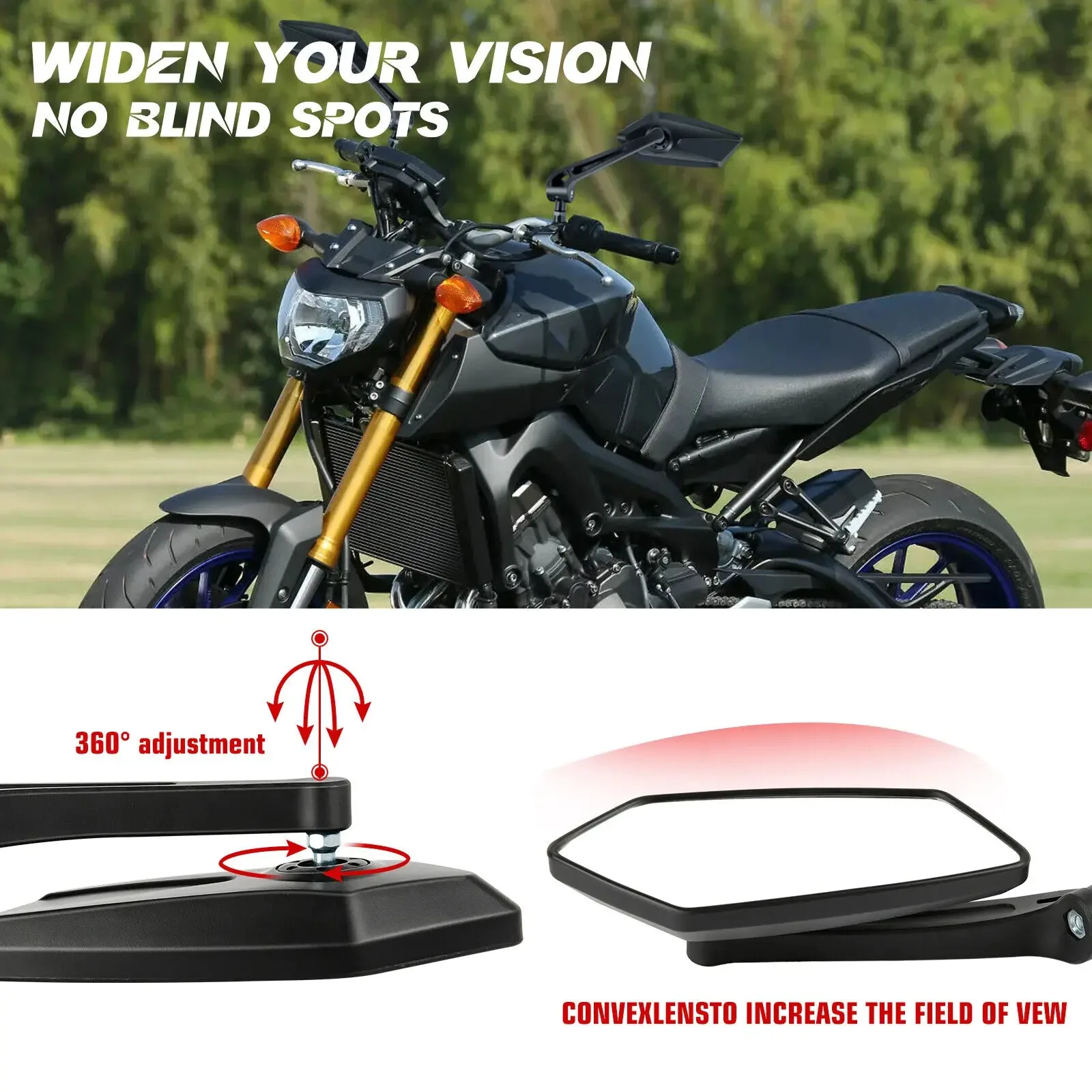 

For Honda TRANSALP XL600V XL650 XLV 600 650 700 Accessories Motorcycle Handlebar Mirror Folding Black Wide-angle Convex Rearview
