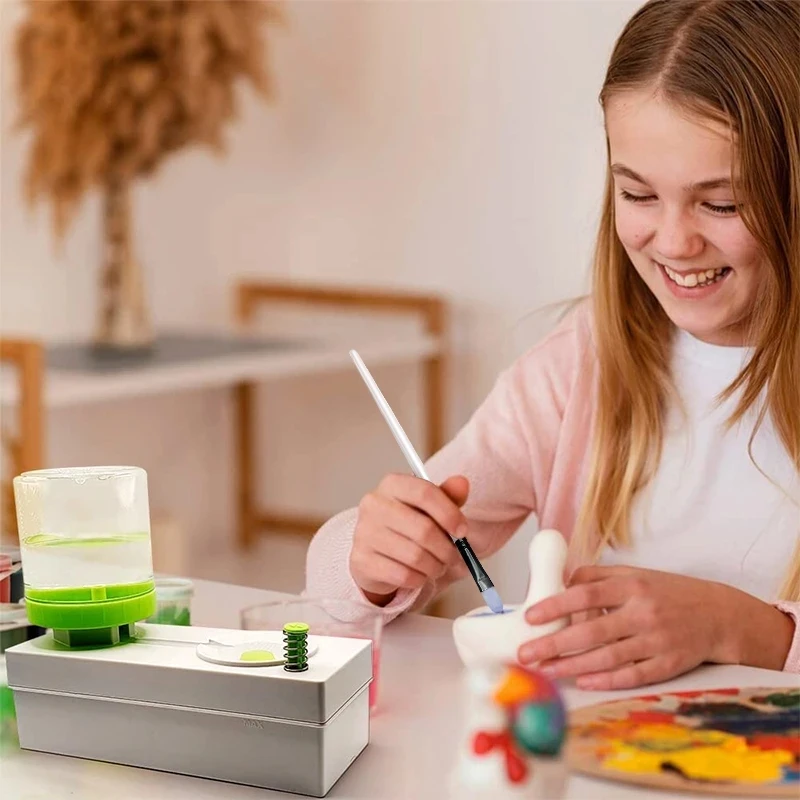 Multifunktionaler Pinselreiniger mit Pinselhalter, auslaufsicherer Aquarellpinselreiniger für Klassenzimmer, Schüler-Kunstsets und Werkzeuge – Detail 4