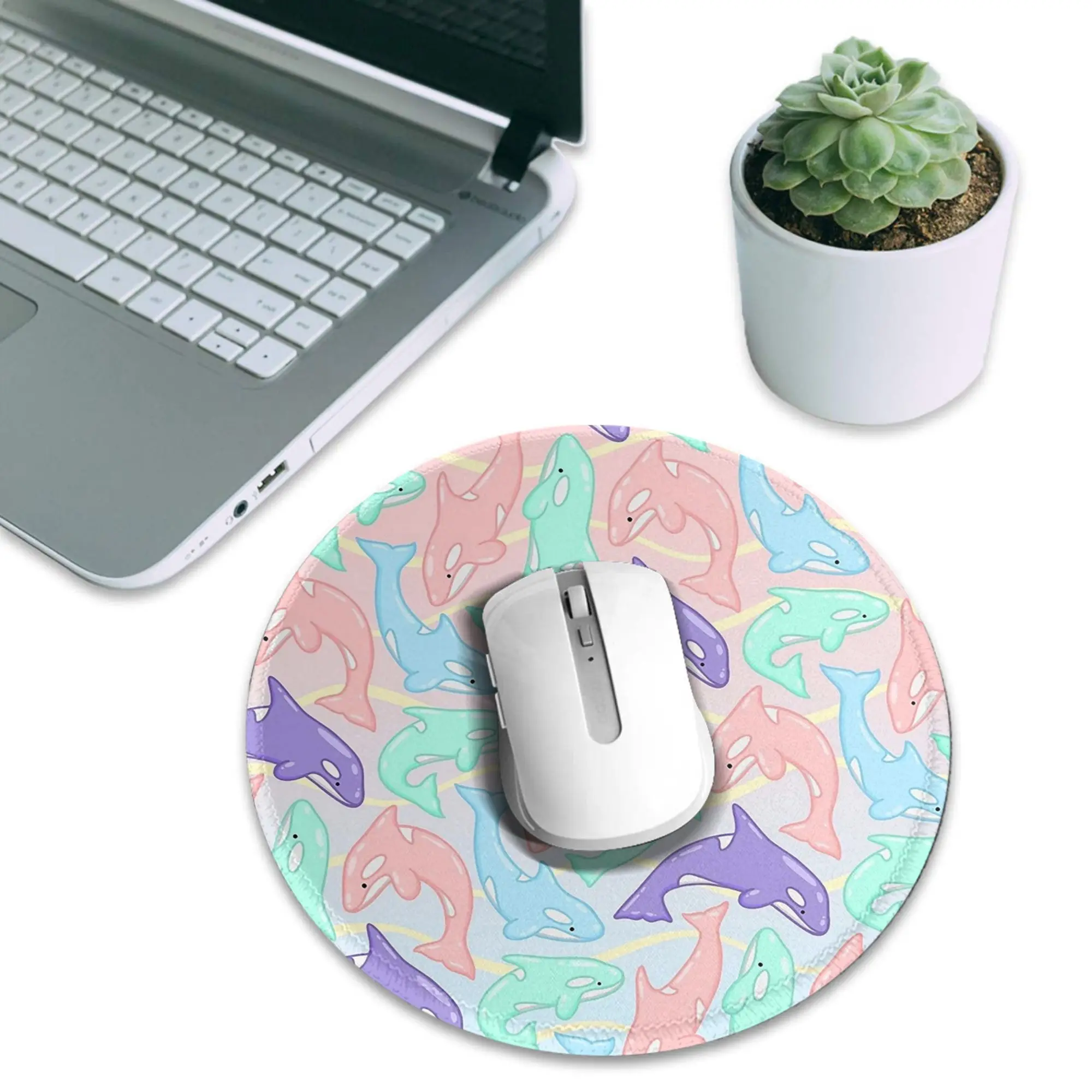 Pastel Orca Pattern Mouse Pad Computer Keyboard Mouse Mat Gaming PC Laptop Desk Mat Office Accessories Table Mats