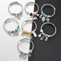 316L Stainless Steel Bracelet for Women Girls Butterfly Heart Charm Bangle Fashion Jewelry Valentines Day Gift Party Luxury