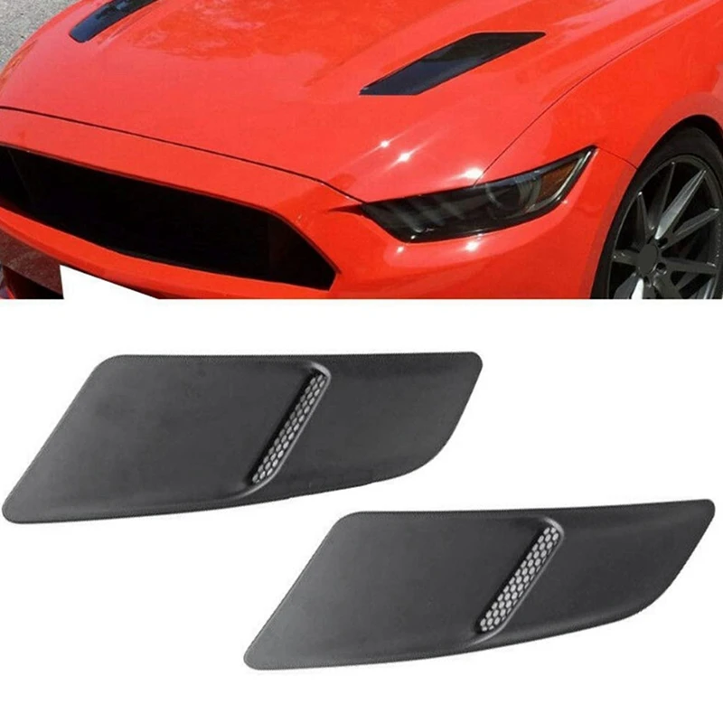 1Pair Car Front Hood Vent Intake Trim Scoop Vent Guards For Ford Mustang 2015-2017 Extractor Insert Air Vent Trim Panel