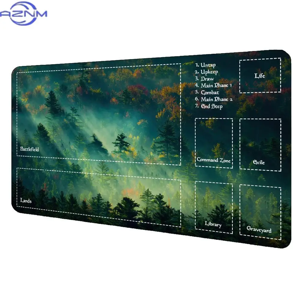 Dreamy Aurora Sunset Landscape TCG Playmat, Couple Silhouette Zoned Trading‑Card Game Desk Pad