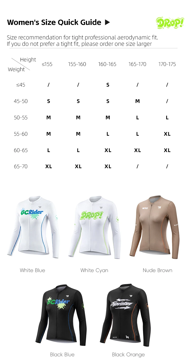 WEST BIKING Damen Fahrradtrikot Langarm Atmungsaktiv Schnelltrocknend Weiß Grün Racing Slim Fit Fahrradbekleidung Sommer-Reitoberteil – Detail 5