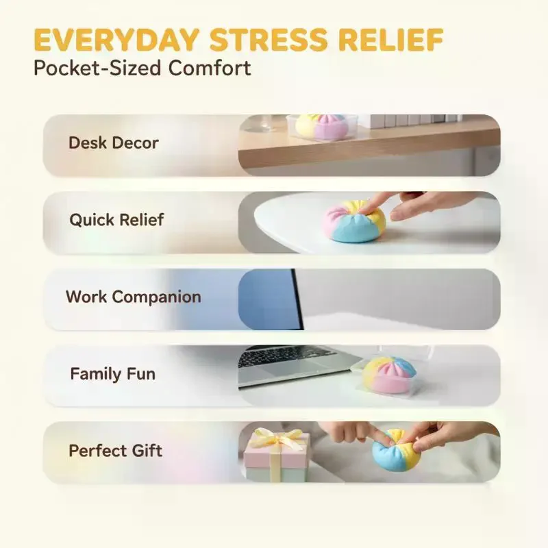 Slow Rebound Wax Skin Squeeze Stress Balls Squeezable Sensory Fidget Toy Non-toxic BPA Free for Kids Adults Daily Anxiety Relie