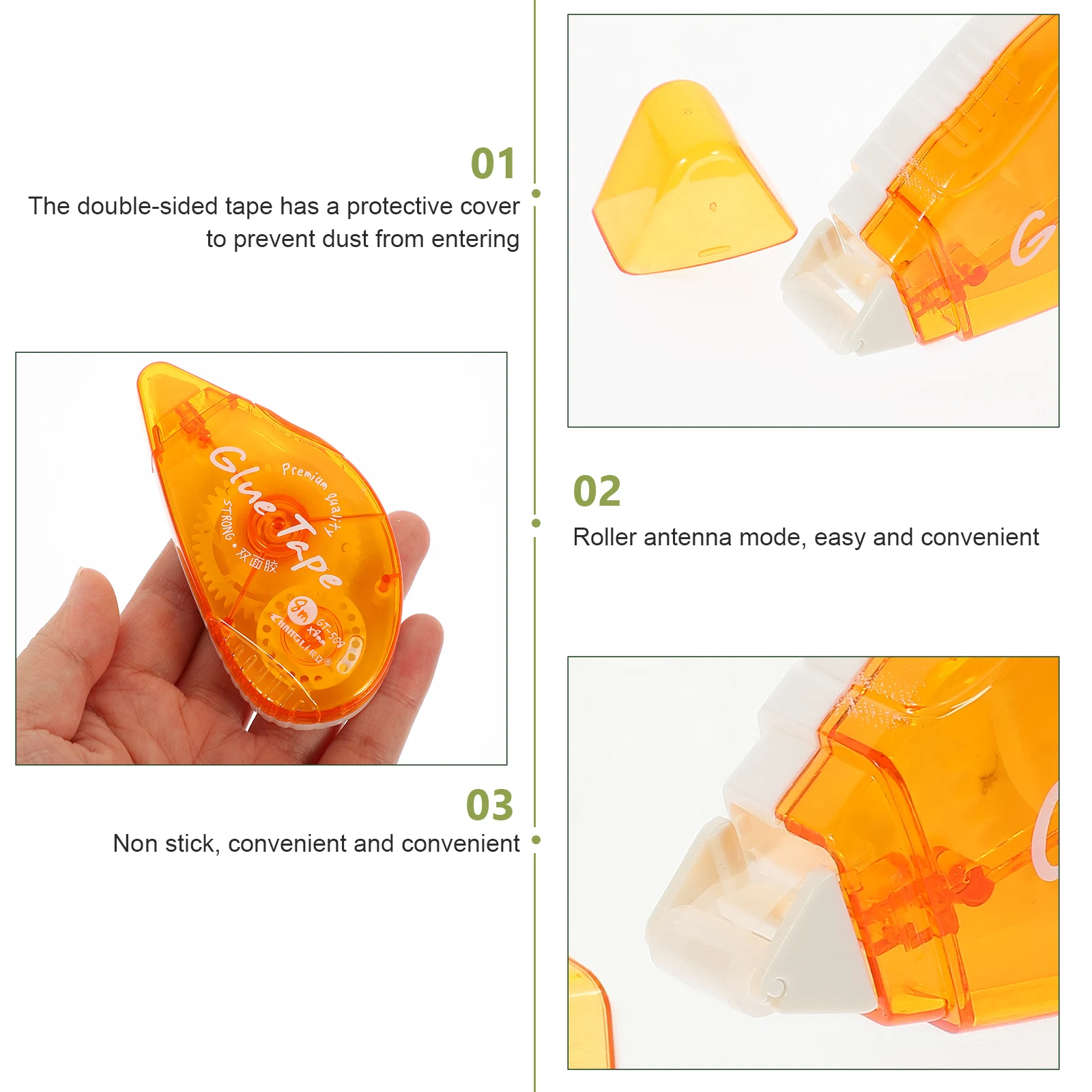 

3pcs Double Side Adhesive Transparent Multipurpose For Home Office Students Stationery Sticky Tapes Diy Craft Universal Office
