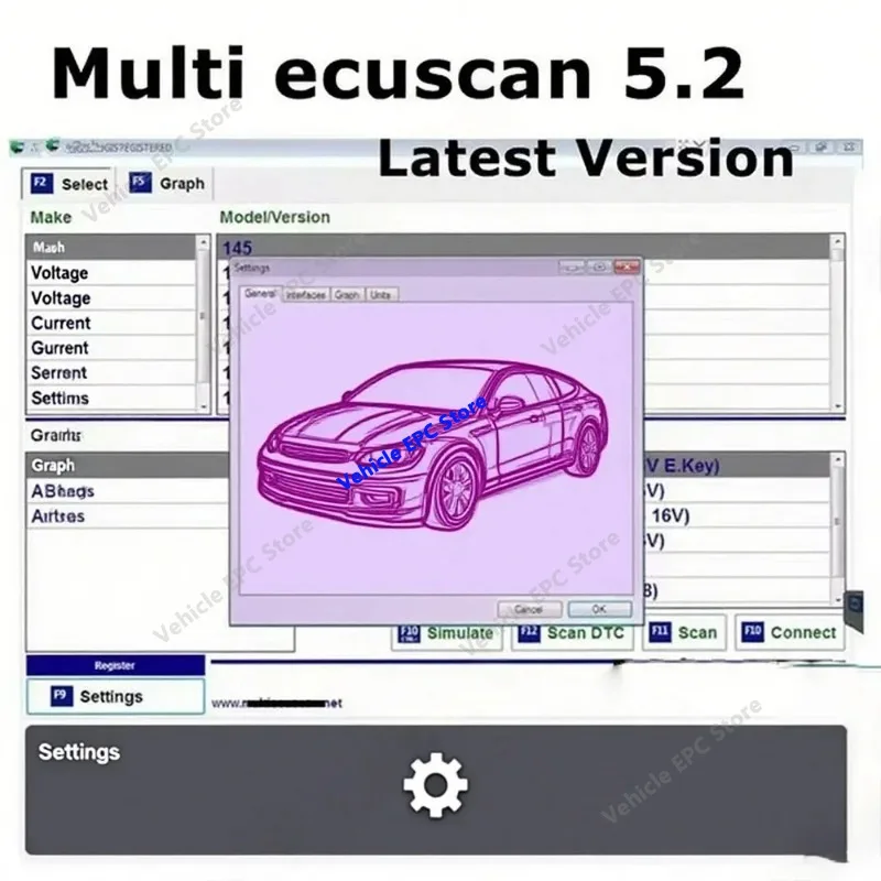 New Multi Ecu Scan work for ELM327 Multiecuscan 5.2 Car accessories for European and American car models OBD2 Scanner Software